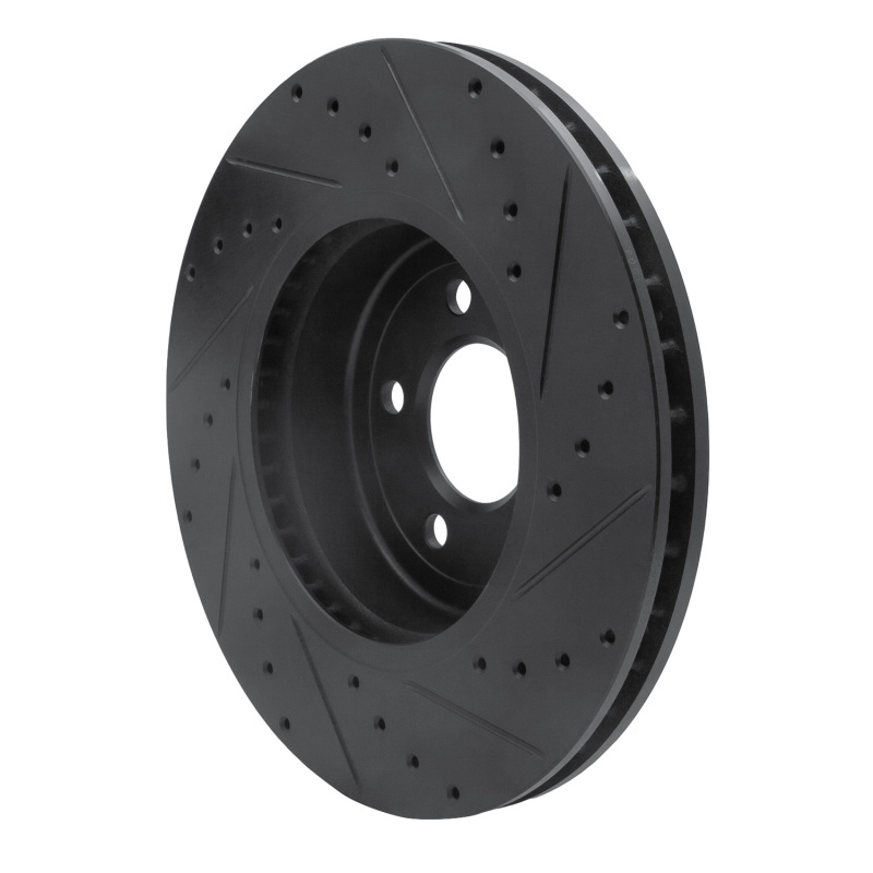 BMW 640I Gran Coupe Brake Rotor (1) - Front Left - R1 Concepts - Drilled & Slotted - Black - `11-`19